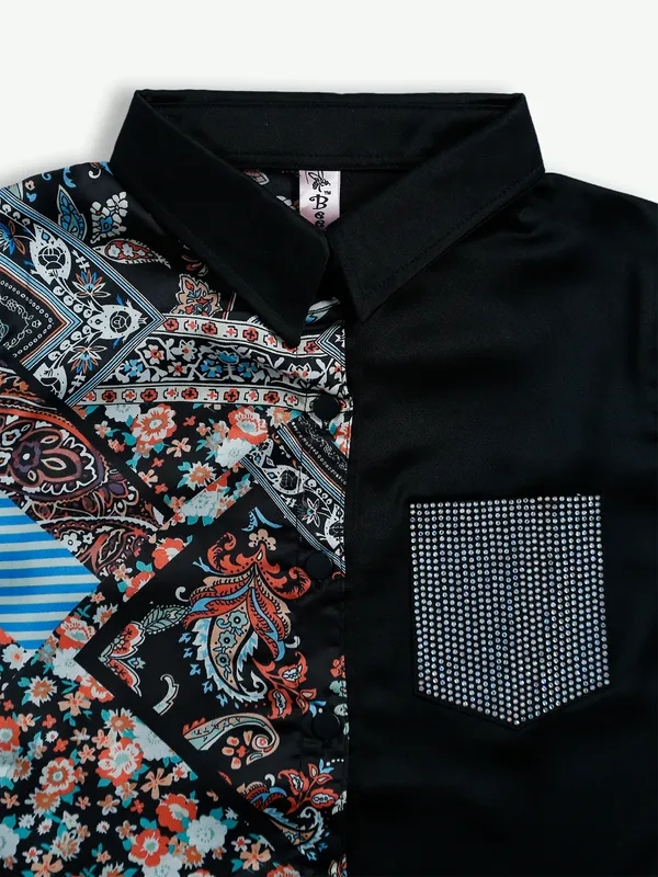 Bee&Honey black and blue printed shirt