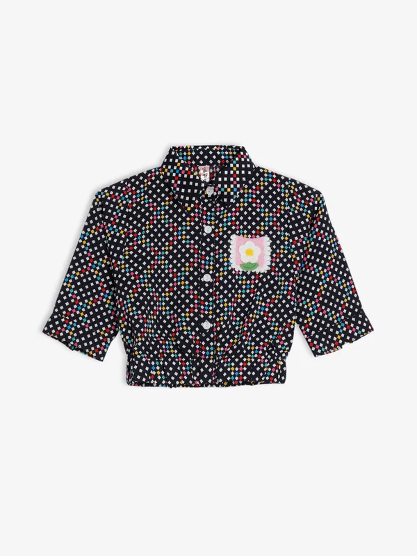 Bee&Honey navy rayon cotton crop top