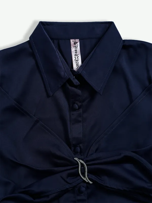 Bee&Honey navy satin shirt