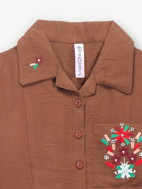 BEE & HONEY brown cotton shirt