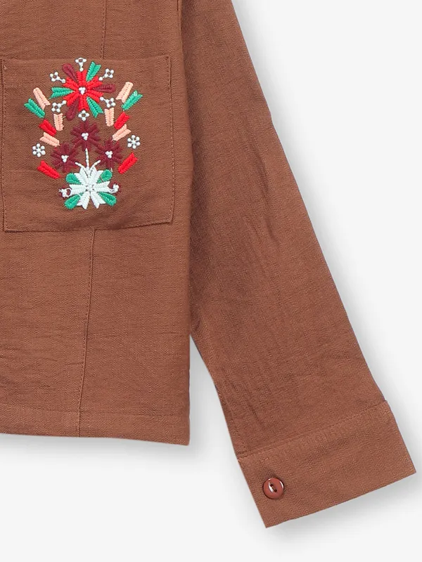 BEE & HONEY brown cotton shirt