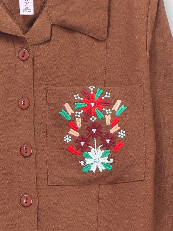BEE & HONEY brown cotton shirt