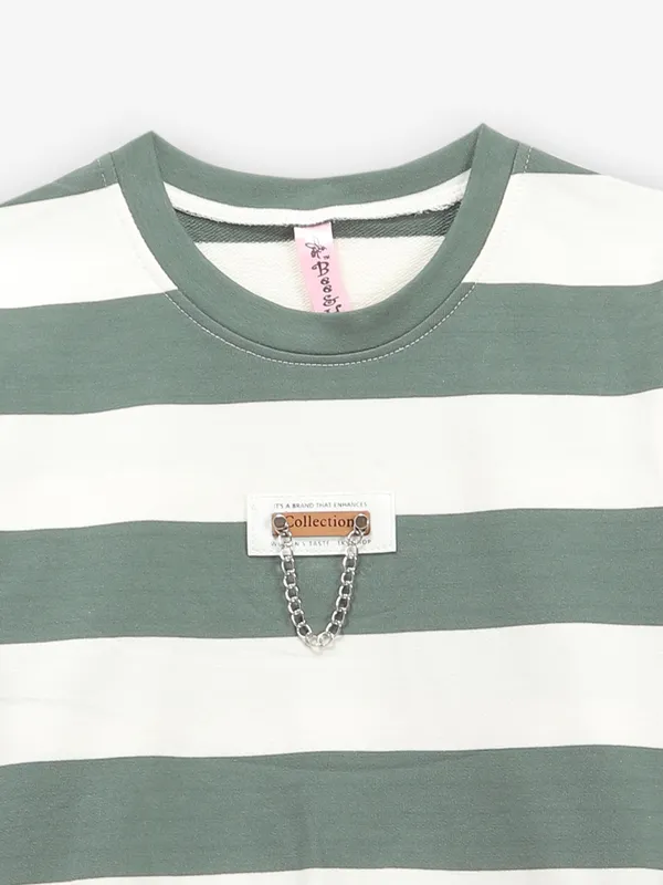 BEE & HONEY green stripe cotton top
