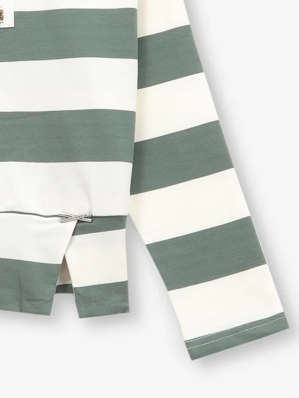 BEE & HONEY green stripe cotton top