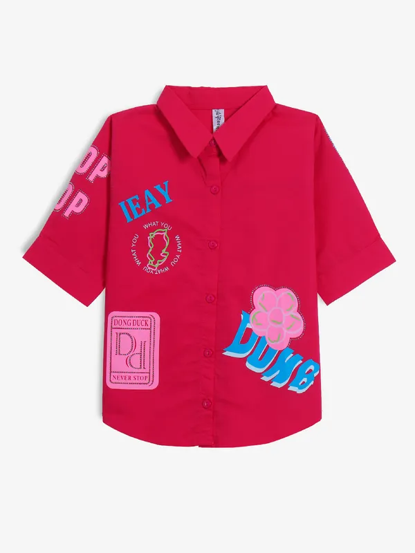 BEE & HONEY rani color printed shirt