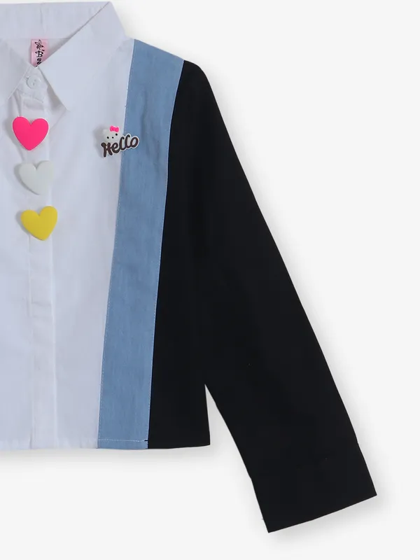 BEE HONEY black color block crop shirt