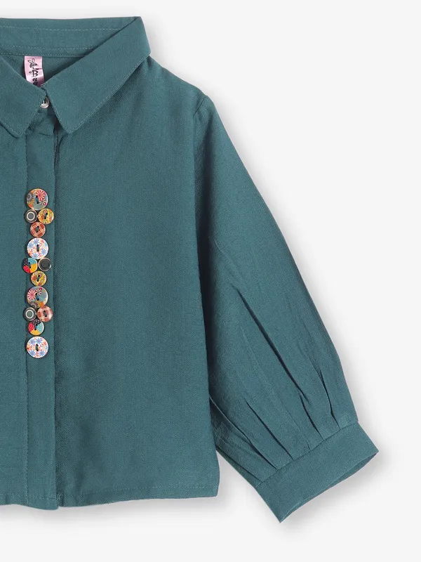 BEE HONEY blue cotton silk top