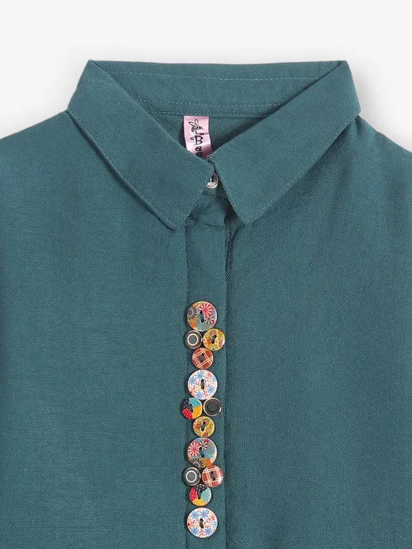 BEE HONEY blue cotton silk top