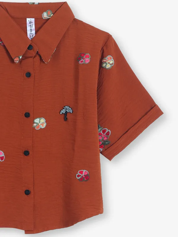 BEE HONEY brown silk shirt