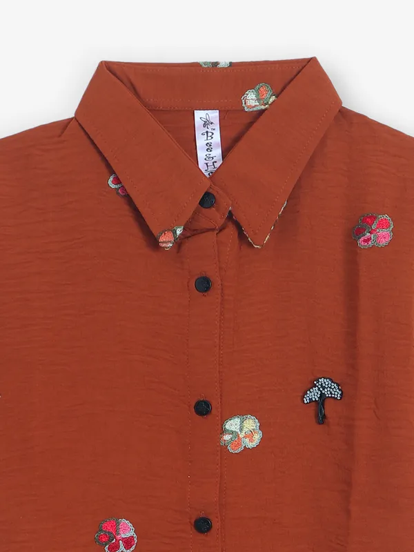 BEE HONEY brown silk shirt