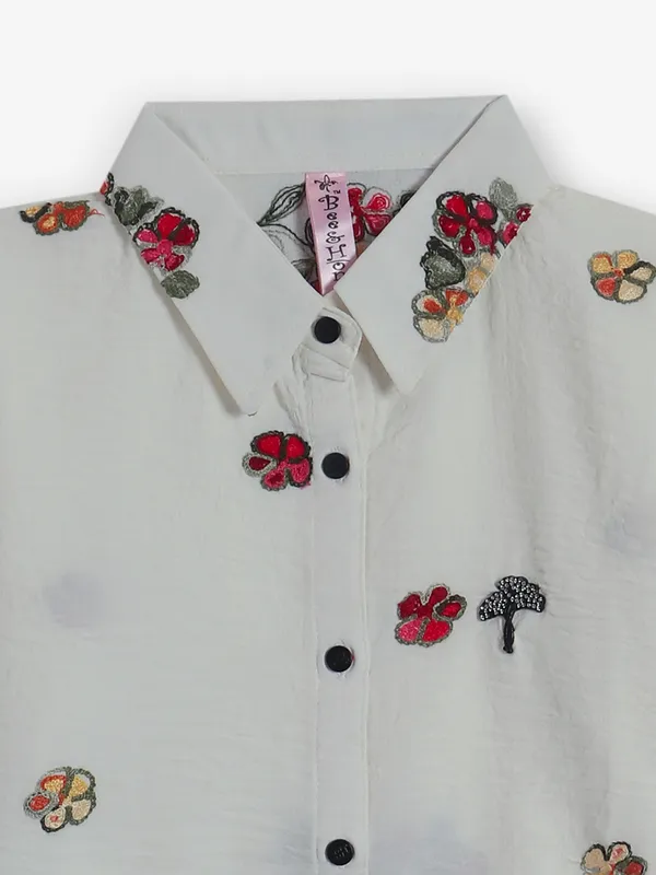 BEE HONEY cream silk shirt