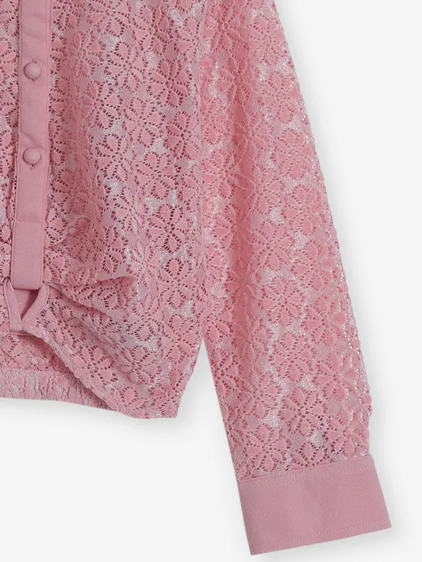 BEE HONEY onion pink cotton silk top