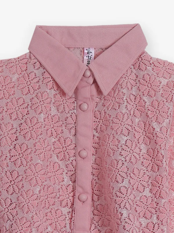 BEE HONEY onion pink cotton silk top