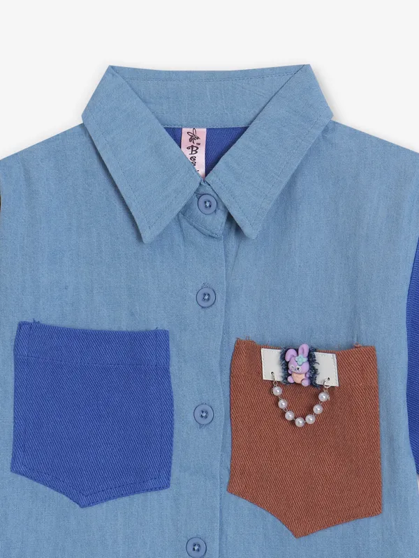 BEE HONEY sky blue cotton shirt