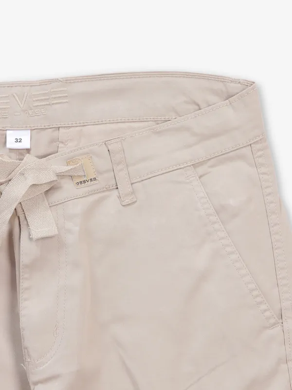 BEEVEE beige solid cargo fit jeans