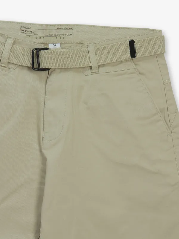 BEEVEE beige solid cotton shorts for men