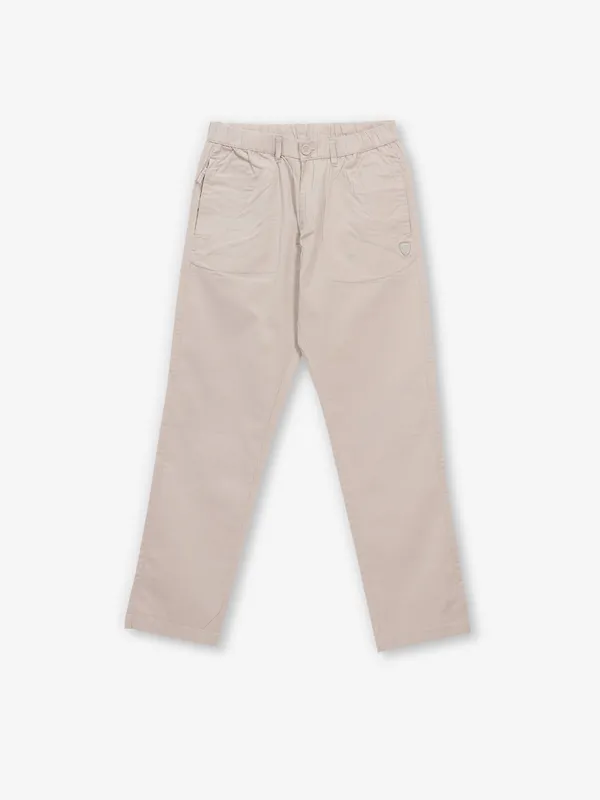 BEEVEE beige solid cotton track pant