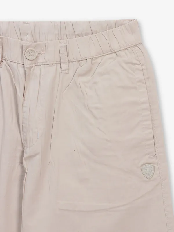 BEEVEE beige solid cotton track pant