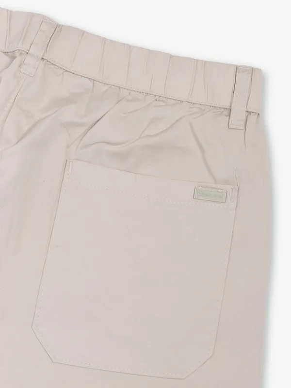 BEEVEE beige solid cotton track pant