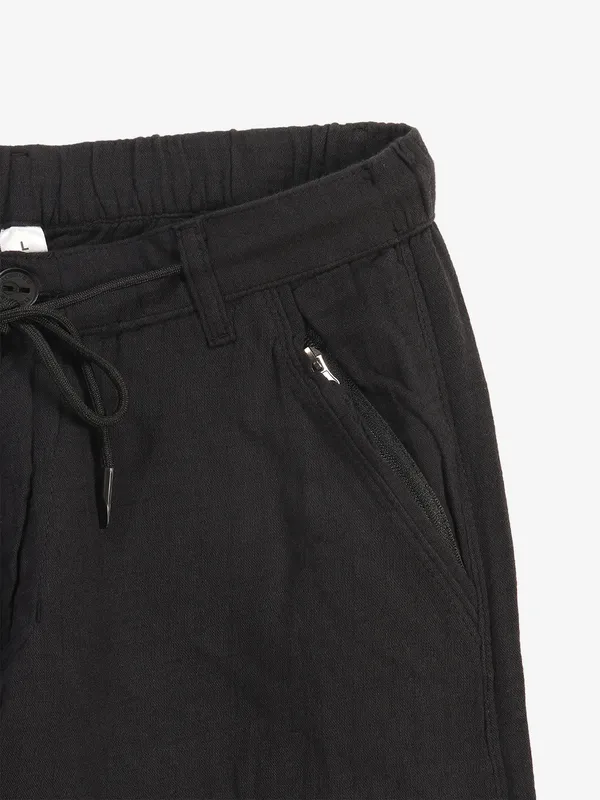 BEEVEE black solid cotton track pant
