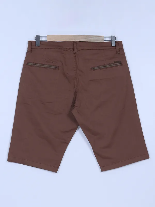 BeeVee brown solid shorts in cotton