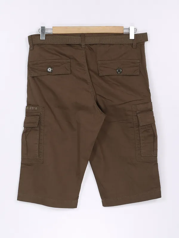 Beevee cotton brown solid shorts