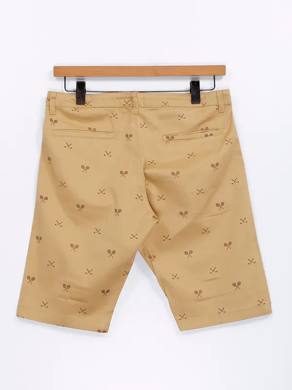 Beevee cotton khaki printed shorts