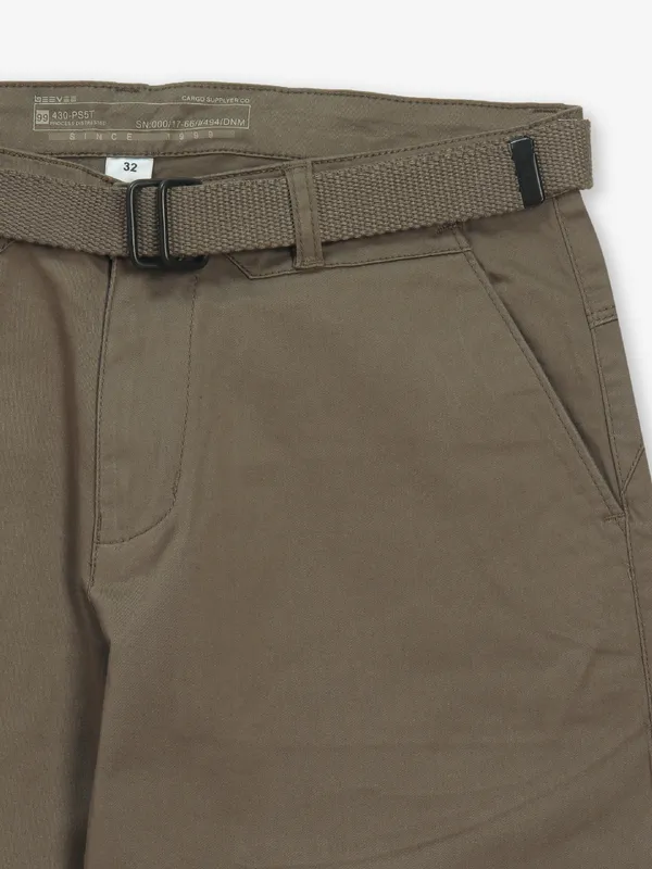 BEEVEE dark beige solid cotton shorts