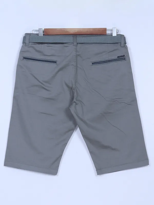 BeeVee grey solid casual men shorts