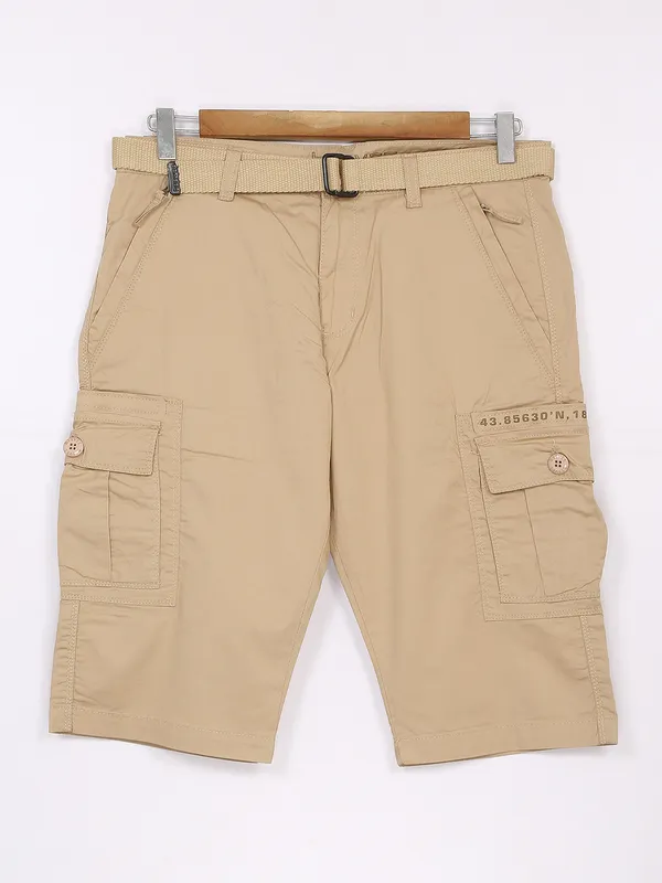 Beevee khaki cotton solid shorts