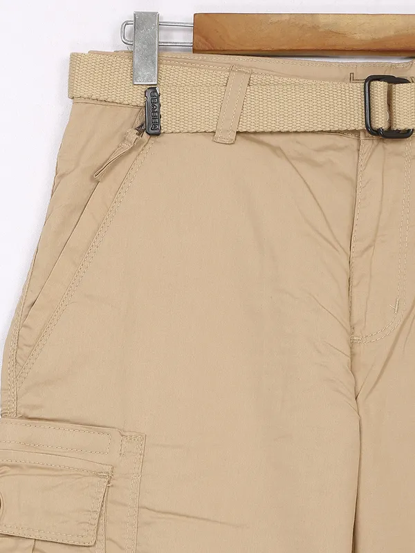 Beevee khaki cotton solid shorts