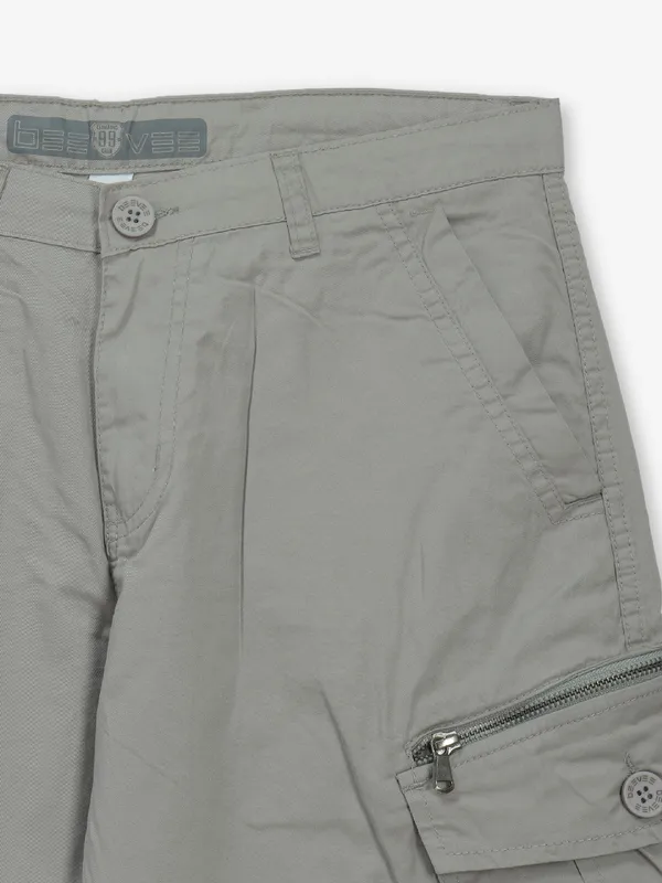 BEEVEE light grey solid cotton shorts