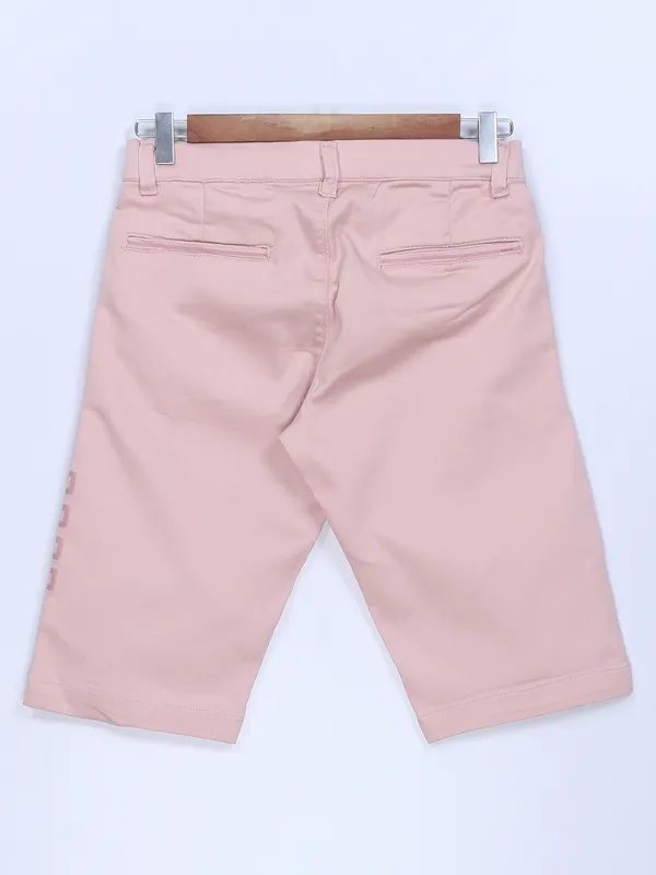 BeeVee light pink cotton solid shorts