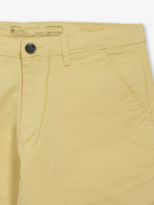 BEEVEE light yellow solid cotton shorts