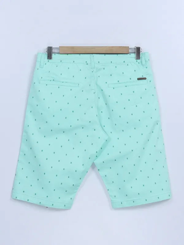Beevee mint green cotton printed shorts