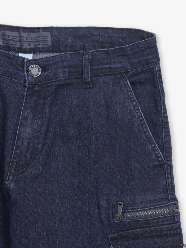 BEEVEE navy washed cargo fit jeans