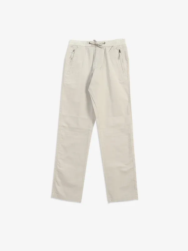 BEEVEE off-white solid cotton track pant