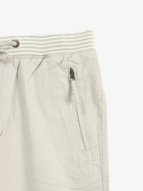 BEEVEE off-white solid cotton track pant