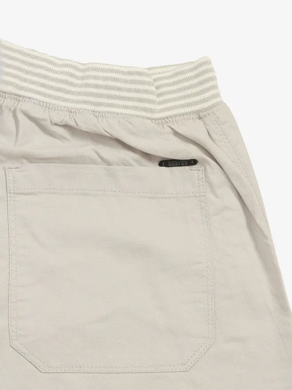 BEEVEE off-white solid cotton track pant