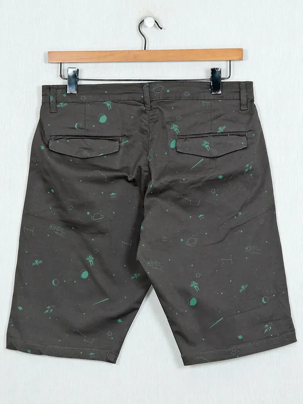 Beevee olive printed cotton summer shorts