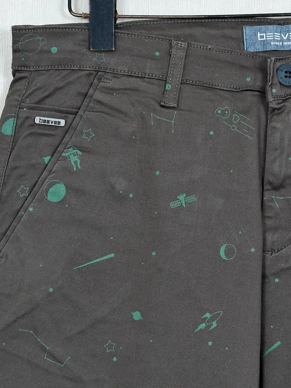 Beevee olive printed cotton summer shorts