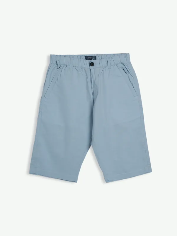 Beevee sky blue cotton plain shorts