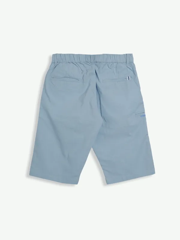 Beevee sky blue cotton plain shorts