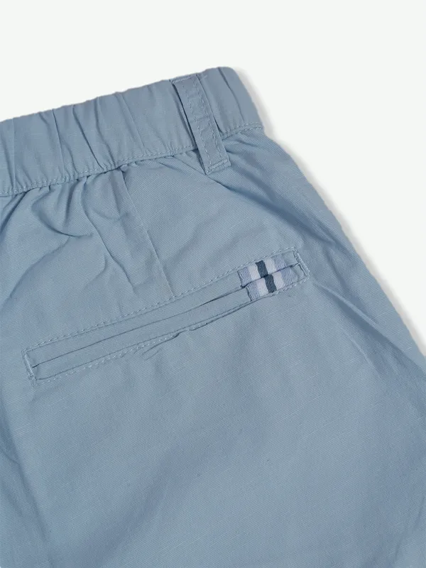Beevee sky blue cotton plain shorts