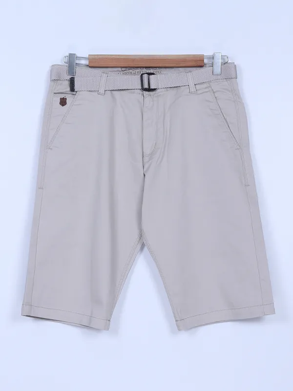 BeeVee solid beige cotton shorts