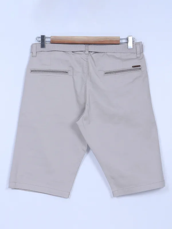 BeeVee solid beige cotton shorts