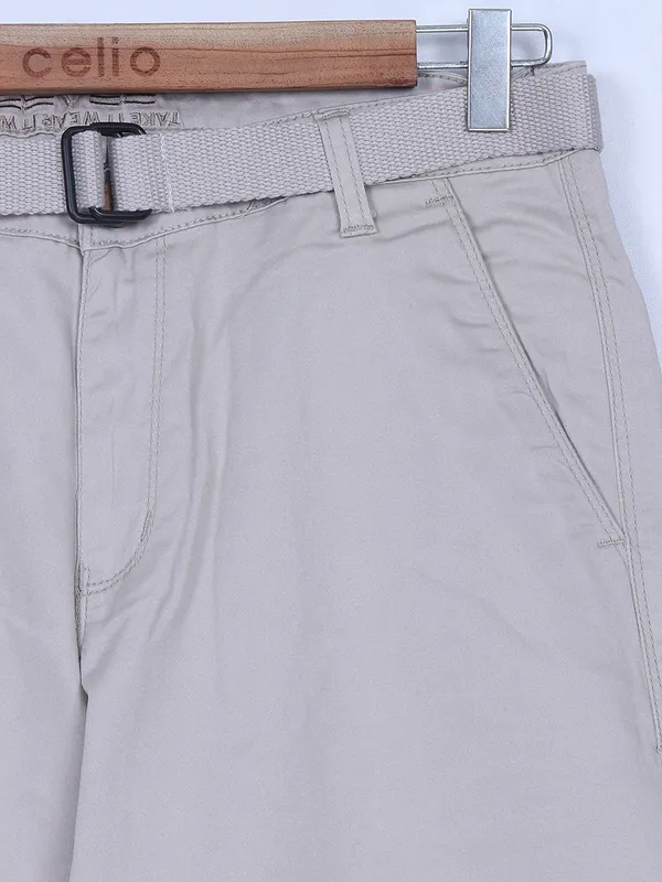 BeeVee solid beige cotton shorts