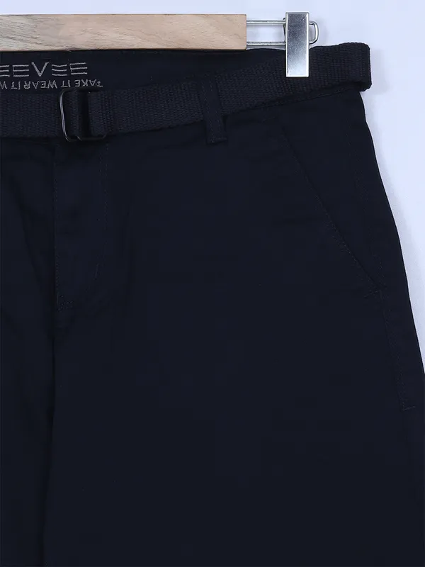BeeVee solid navy cotton men shorts