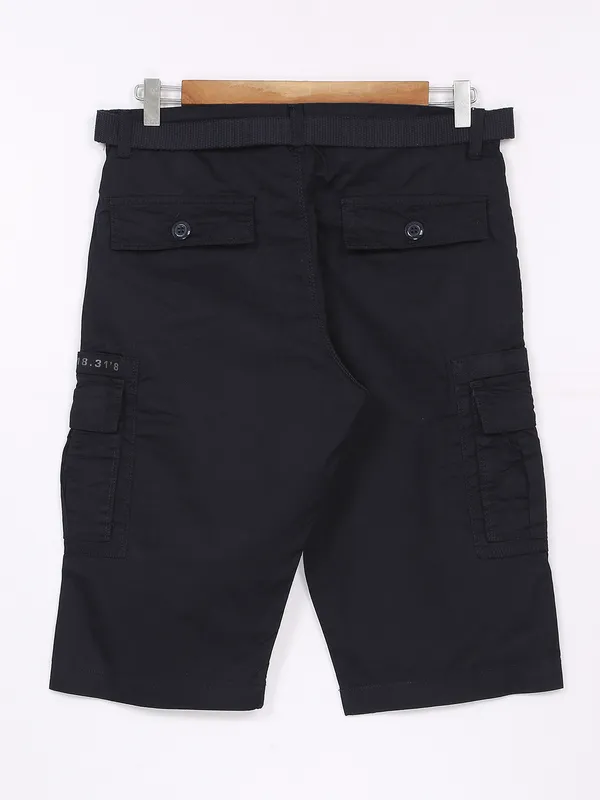 Beevee solid navy cotton shorts