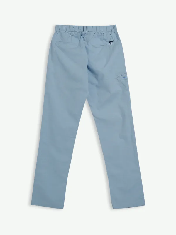 Beevee solid sky blue cotton track pant